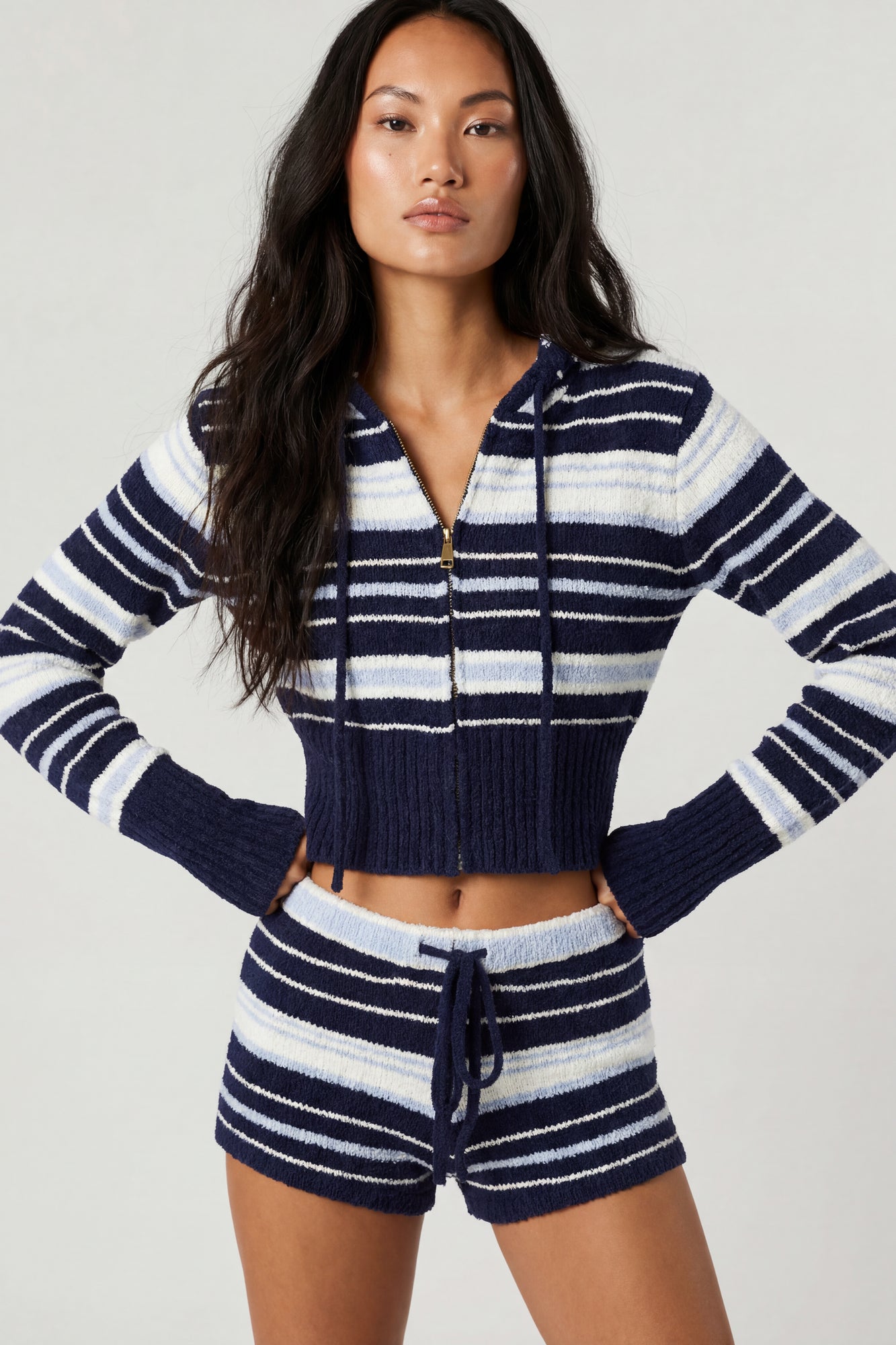 Striped Knit Hoodie & Short Set – Charlotte Russe