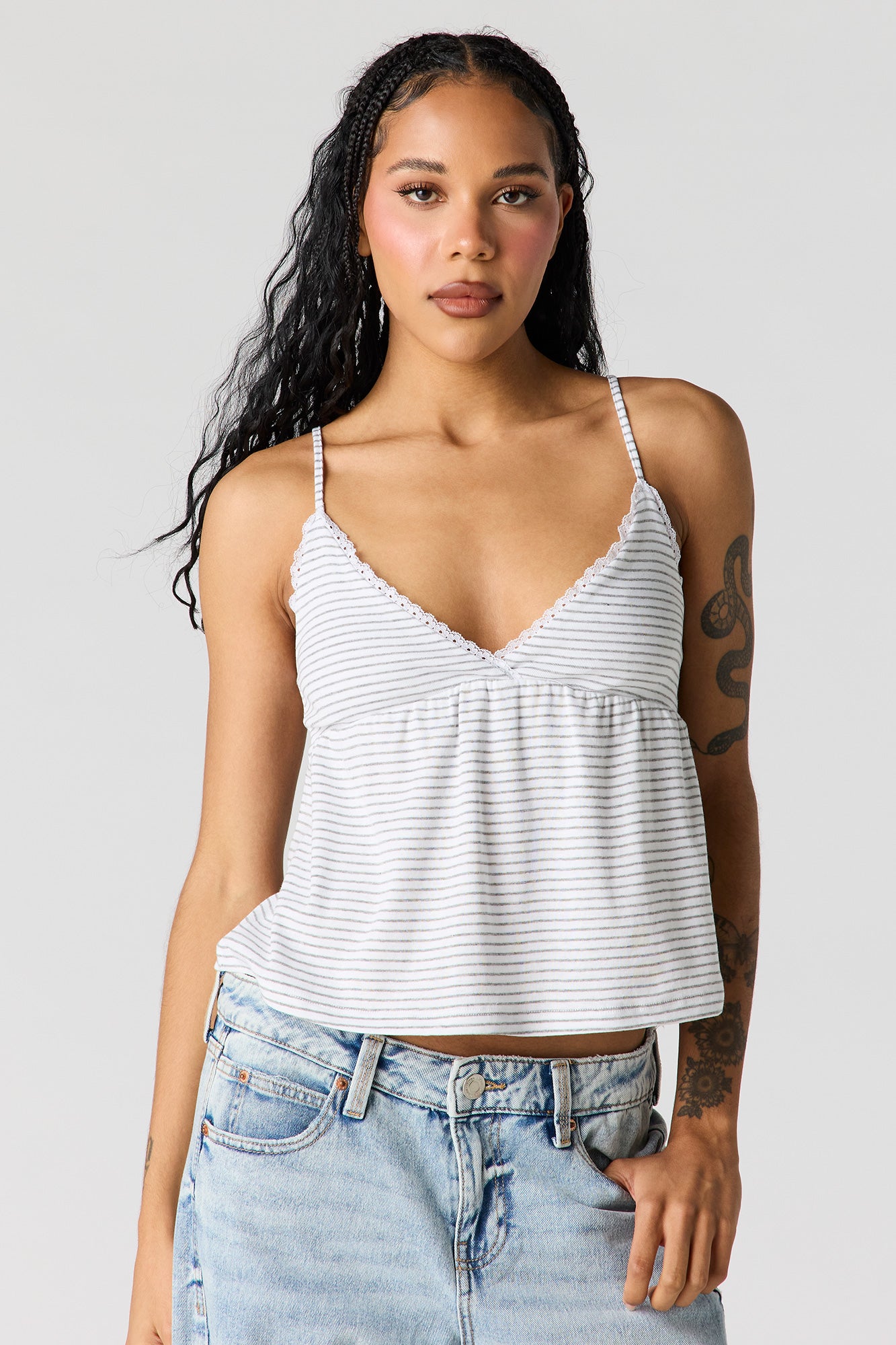 Surplice Lace Trim Babydoll Tank – Charlotte Russe