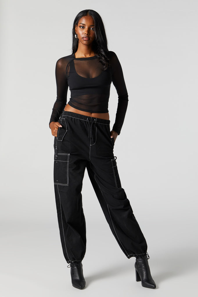 Contour Cinched Mesh Long Sleeve Top – Urban Planet