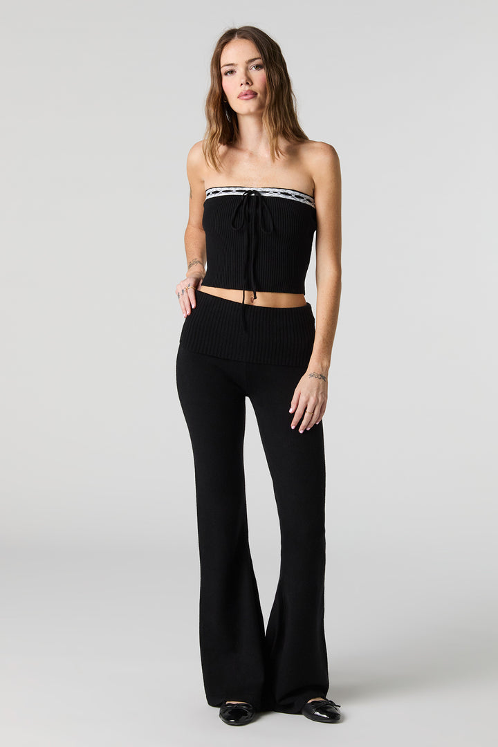 Knit Foldover Waist Flare Pant