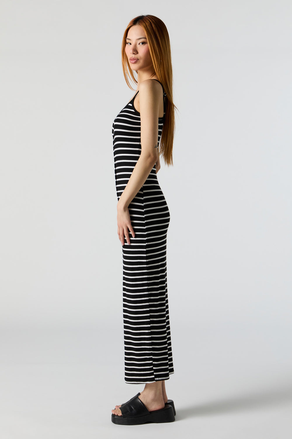Striped Ribbed Button Front Bodycon Maxi Dress Striped Ribbed Button Front Bodycon Maxi Dress 6