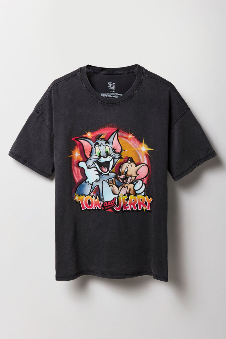 Tom and Jerry Graphic Washed Boyfriend T-Shirt