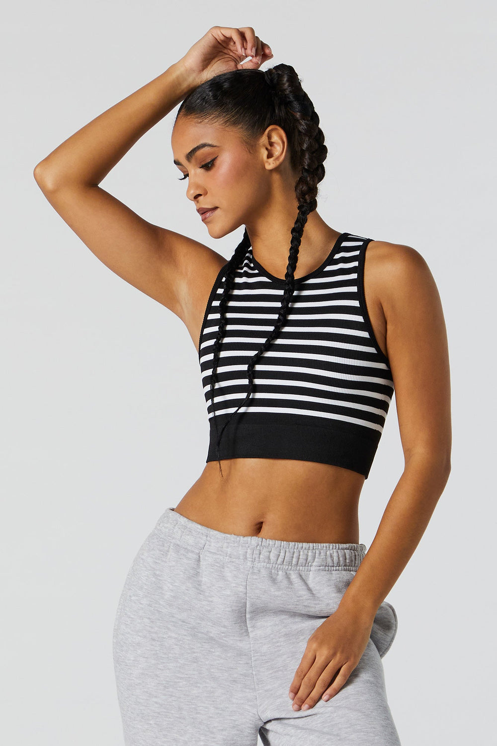 Striped Seamless Ribbed Cropped Tank Striped Seamless Ribbed Cropped Tank 1