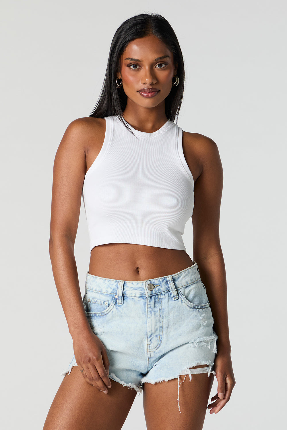 Ribbed High Neck Cropped Tank Ribbed High Neck Cropped Tank 1