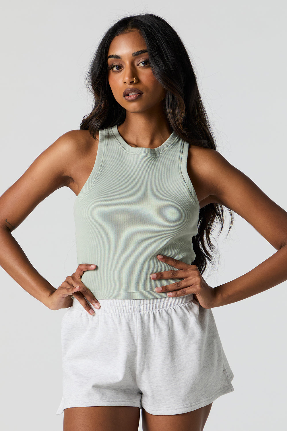 Ribbed High Neck Cropped Tank Ribbed High Neck Cropped Tank 16