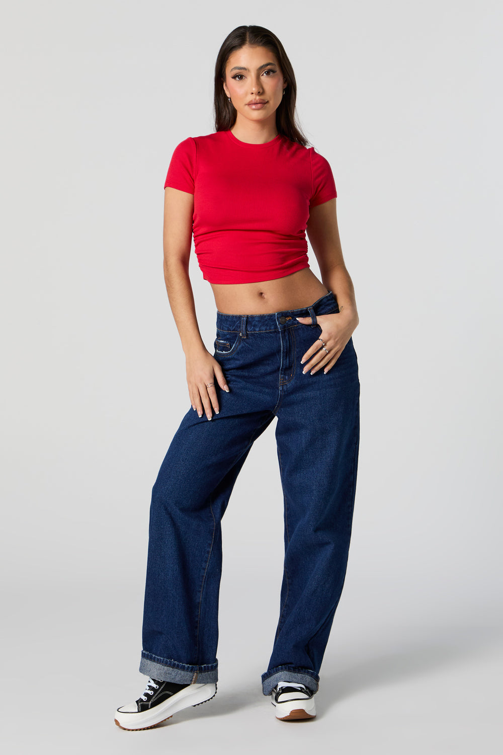 Ribbed Side Cinched Cropped T-Shirt Ribbed Side Cinched Cropped T-Shirt 16