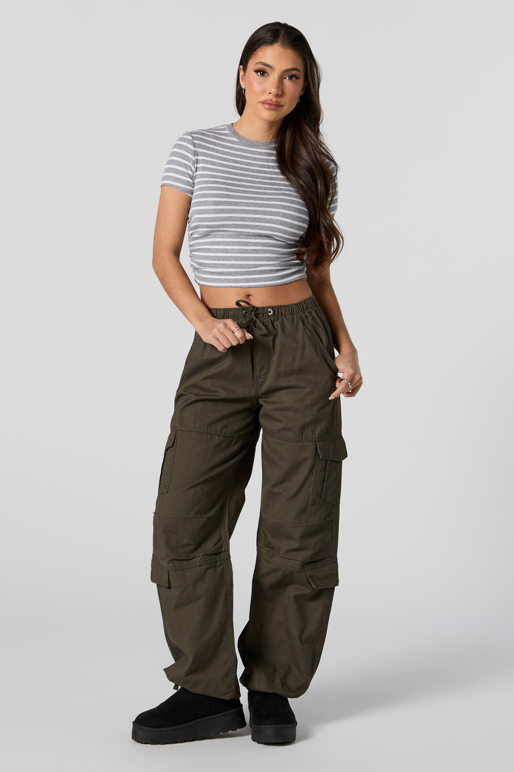 Ribbed Side Cinched Cropped T-Shirt Ribbed Side Cinched Cropped T-Shirt 19