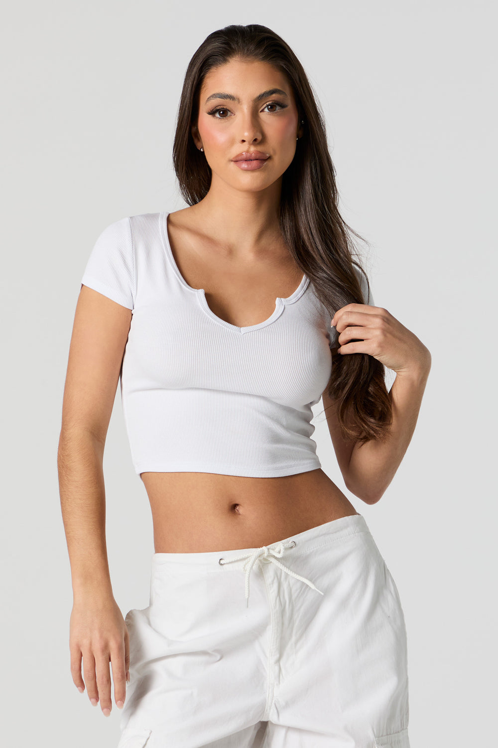 Ribbed Notched Cropped T-Shirt Ribbed Notched Cropped T-Shirt 5