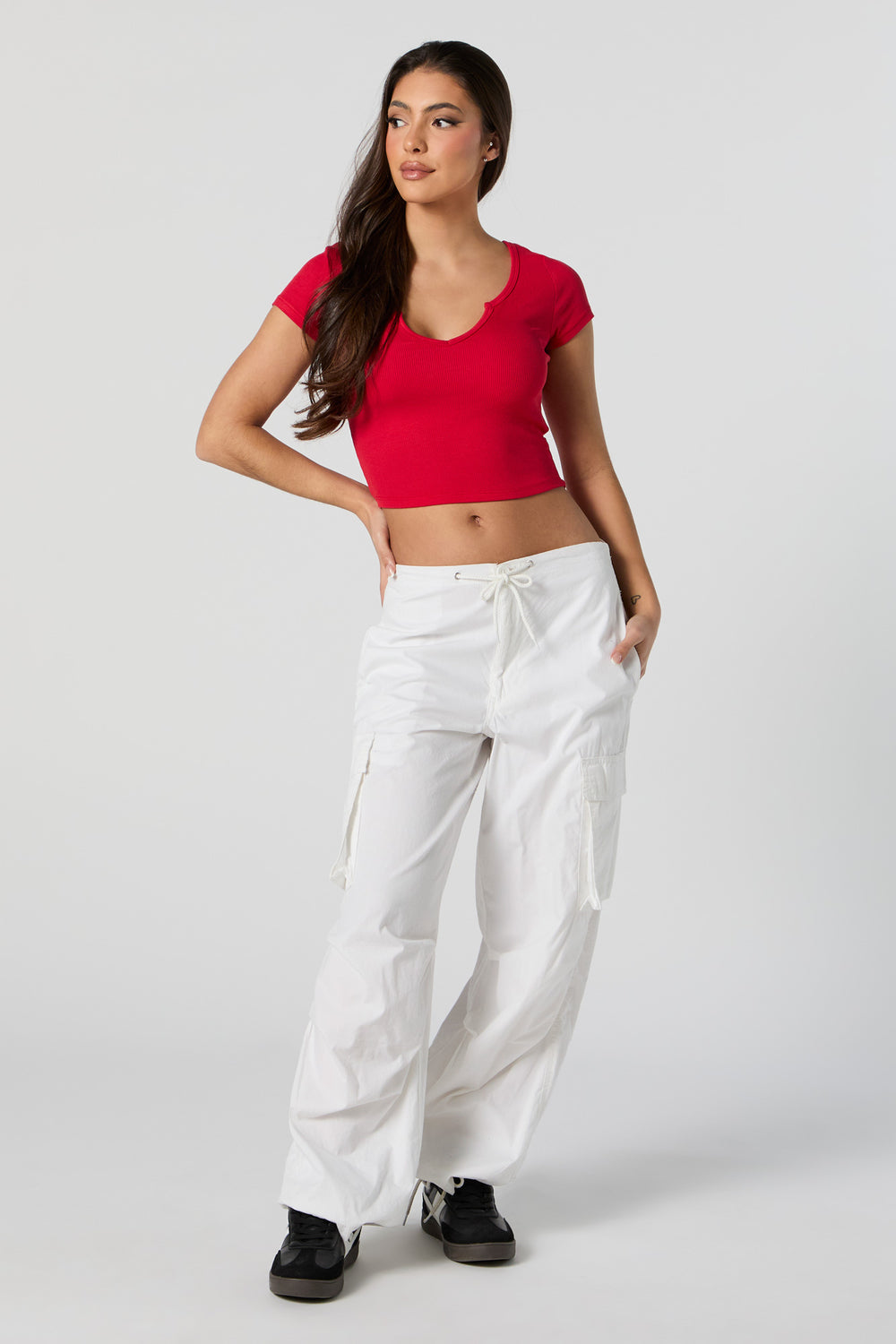 Ribbed Notched Cropped T-Shirt Ribbed Notched Cropped T-Shirt 15