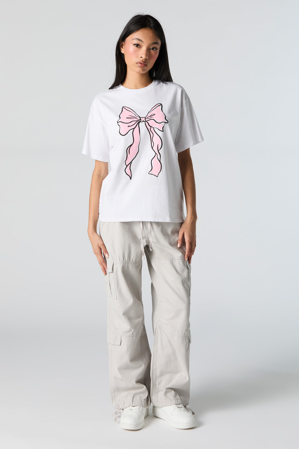 Pink Bow Graphic Boyfriend T-Shirt Pink Bow Graphic Boyfriend T-Shirt 3
