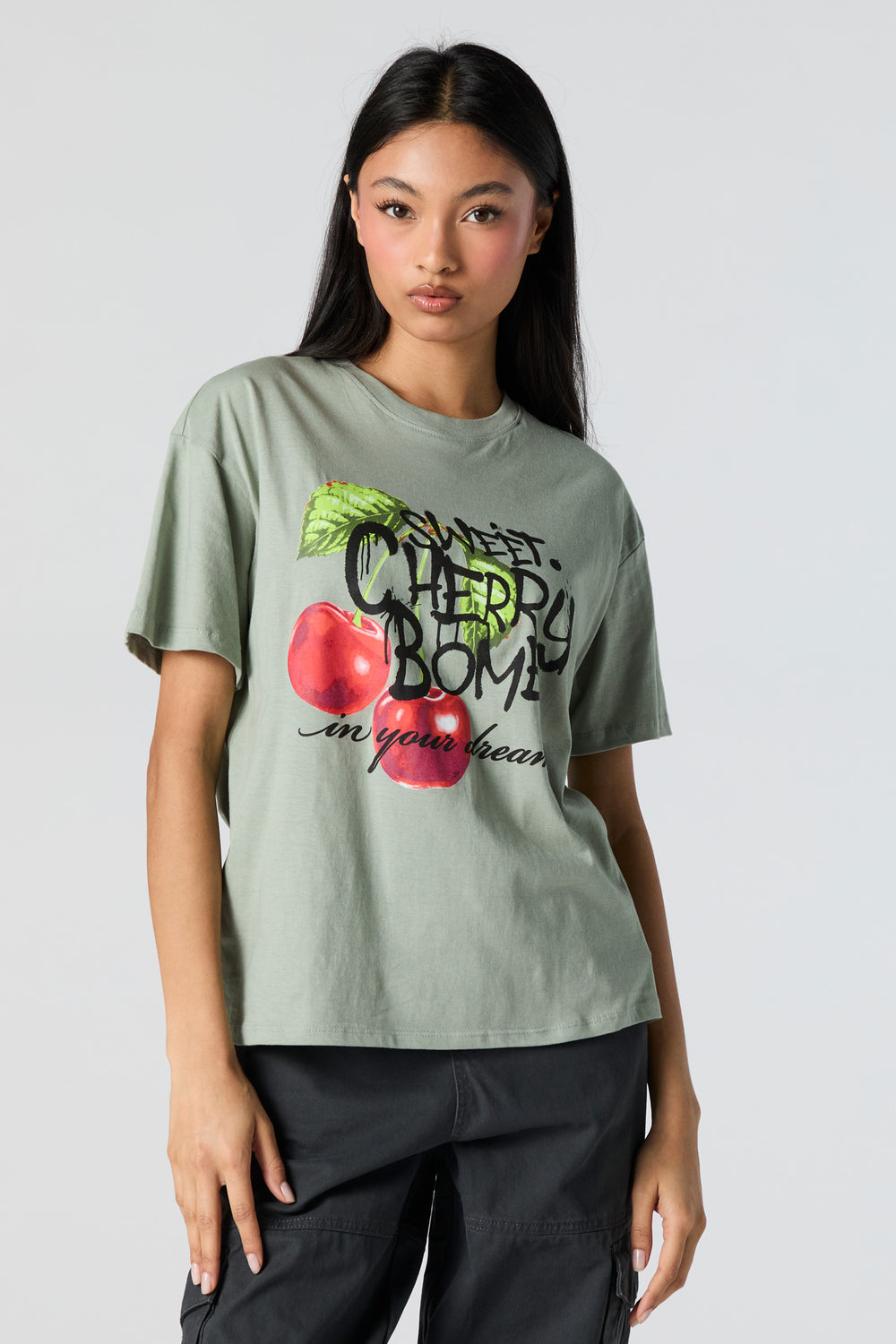 Sweet Cherry Bomb Graphic Boyfriend T-Shirt Sweet Cherry Bomb Graphic Boyfriend T-Shirt 2