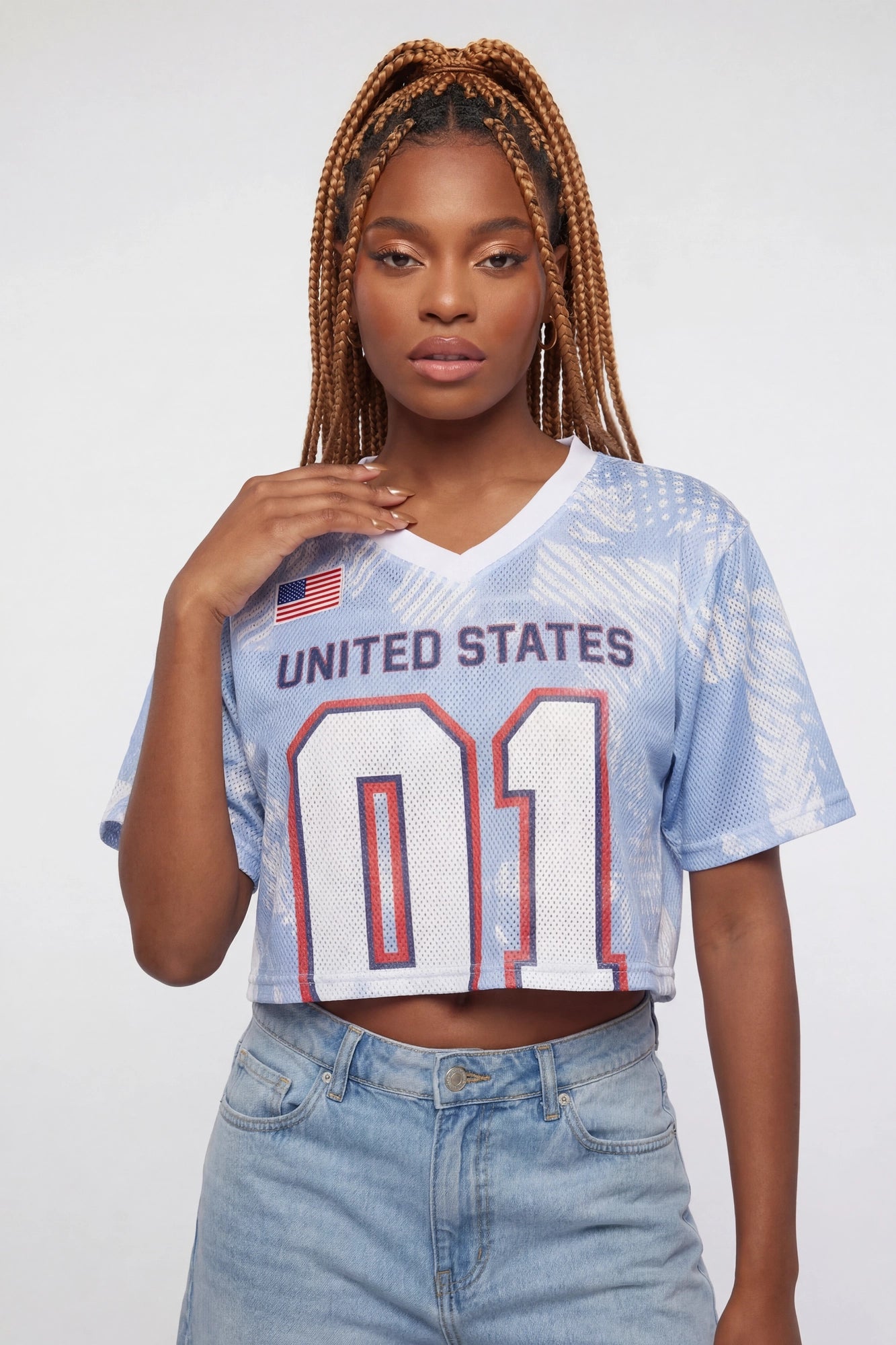 USA Graphic Mesh Cropped Jersey – Charlotte Russe