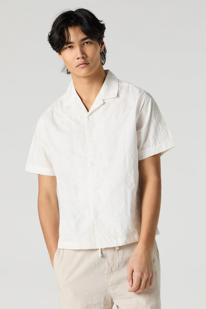 Floral Embroidered Button-Up Top