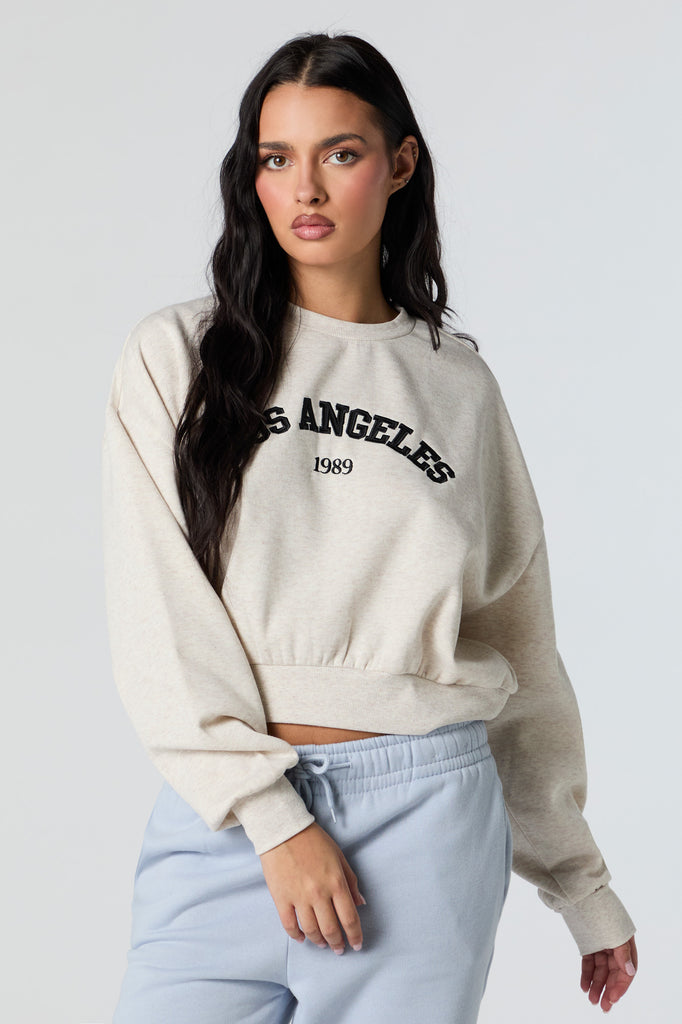 Los Angeles Embroidered Cropped Fleece Sweatshirt, – Charlotte Russe