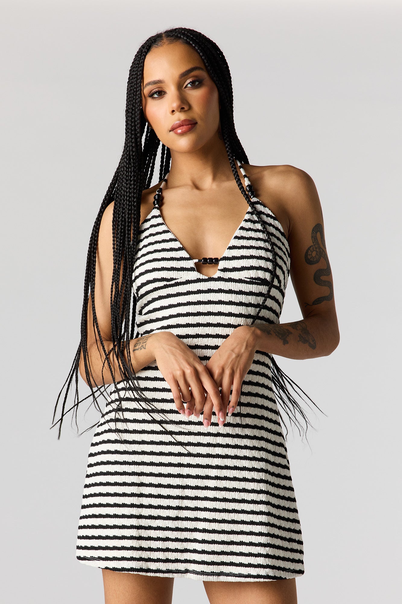 Beaded Halter Mini Dress – Charlotte Russe