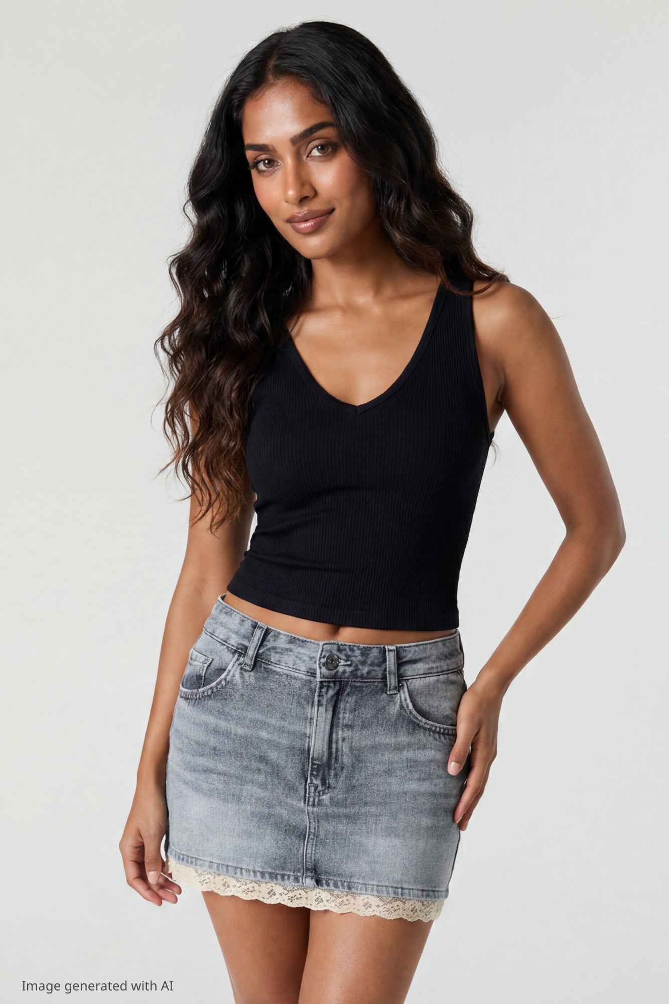 Lace Trim Denim Mini Skirt – Charlotte Russe