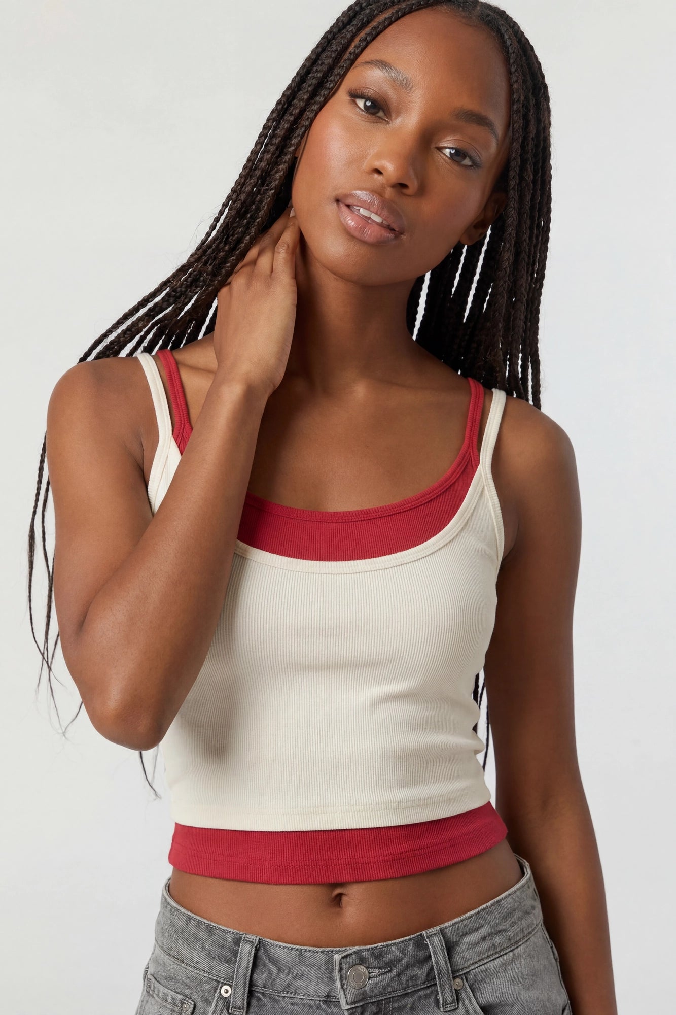 トップス Plantation layered tank top Soft Ribbed Layered Tank – Charlotte Russe