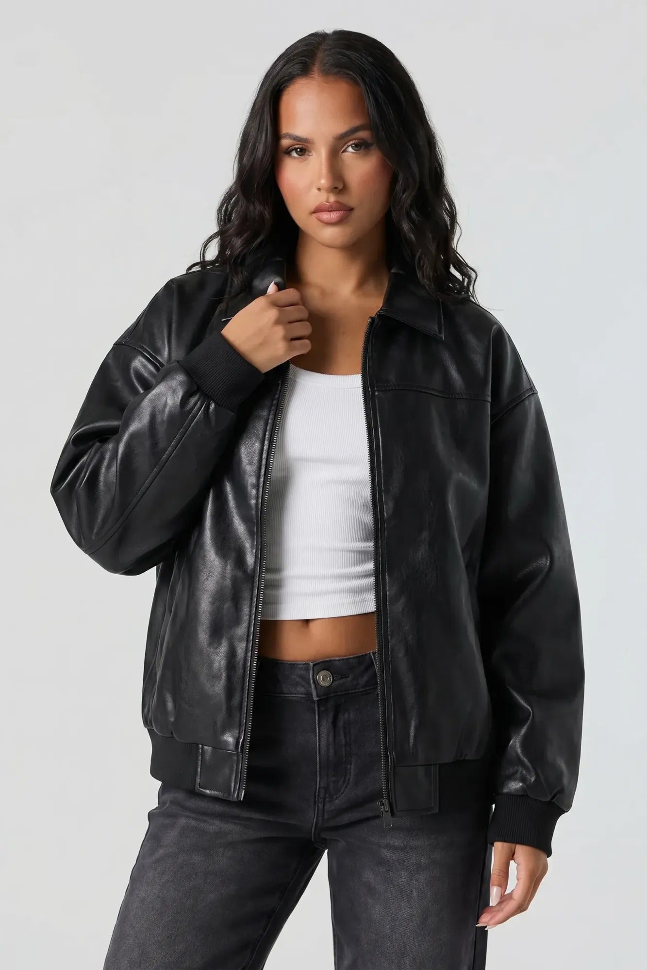 Oversized Faux Leather Jacket – Charlotte Russe