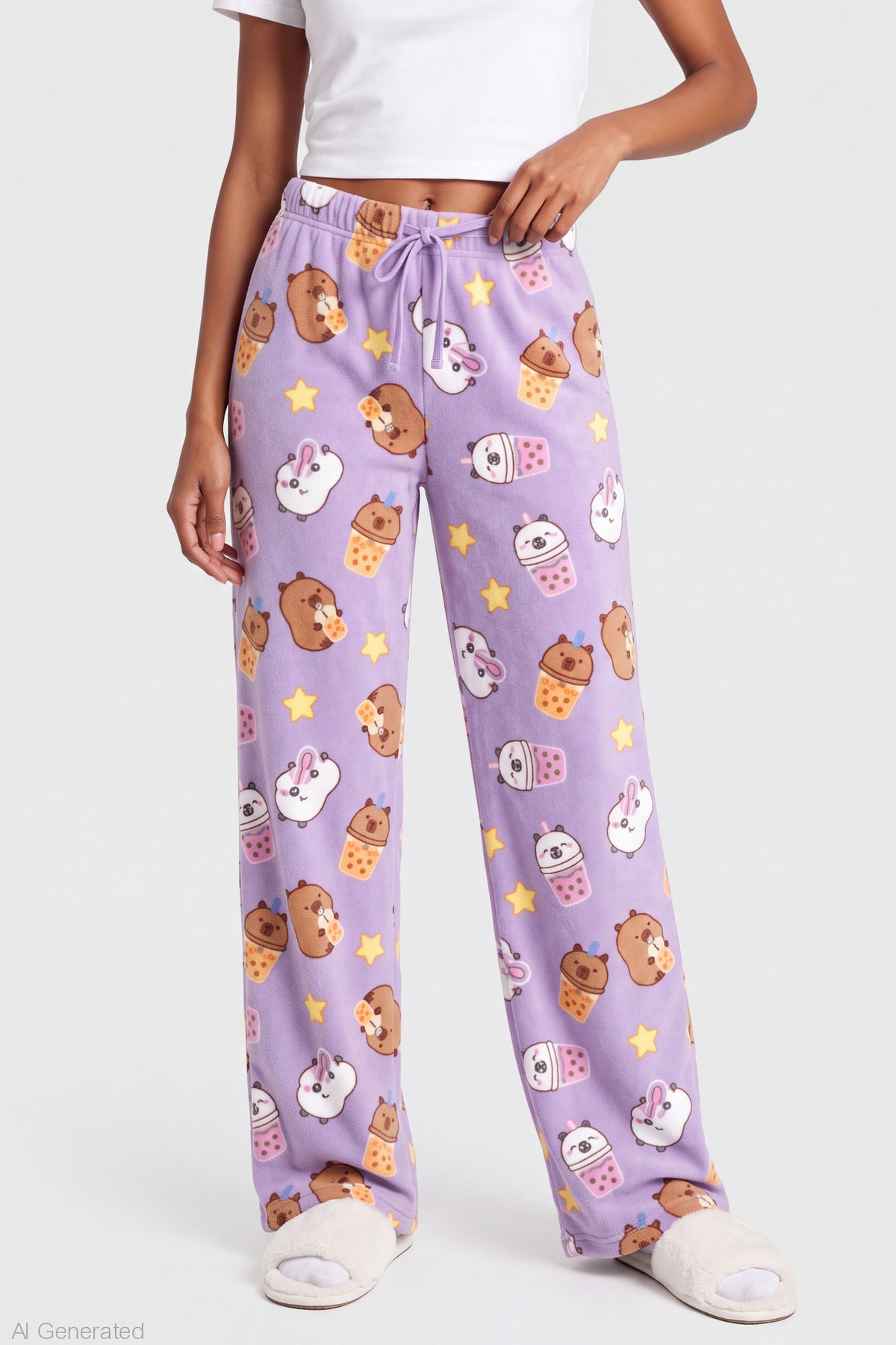 Alt View 3. Capybara Plush Pajama Pant - Light Pink