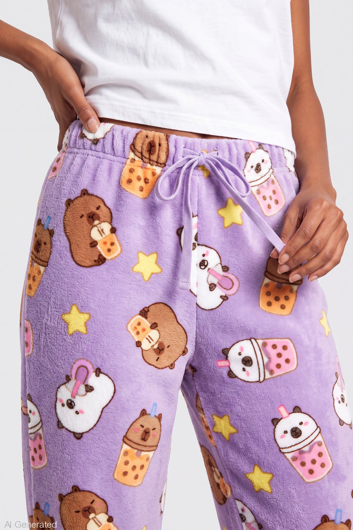 Alt View 4. Capybara Plush Pajama Pant - Light Pink