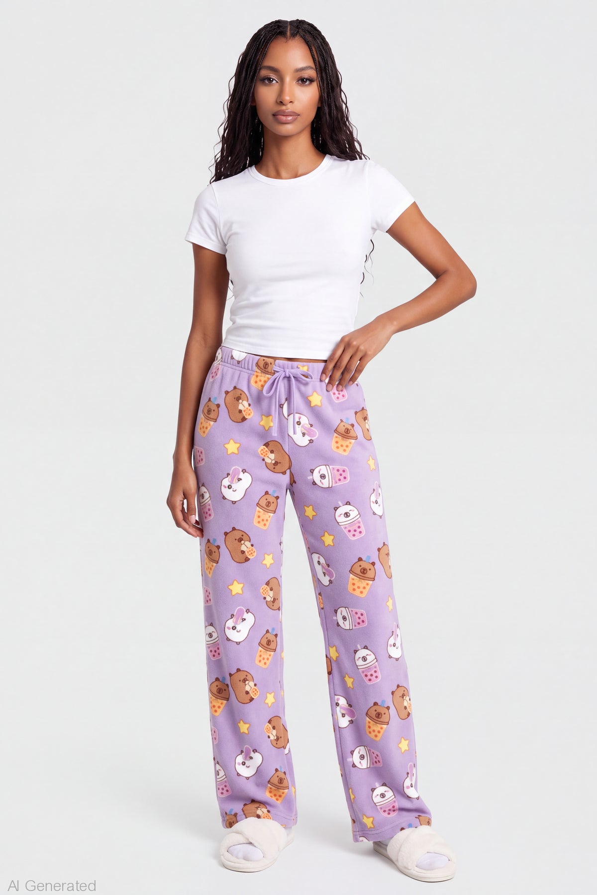 Capybara Plush Pajama Pant - Light Pink