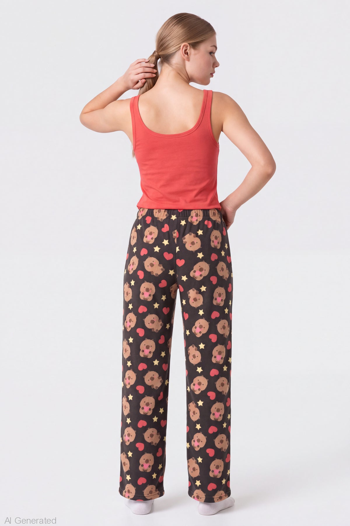 Alt View 2. Capybara Plush Pajama Pant - Black