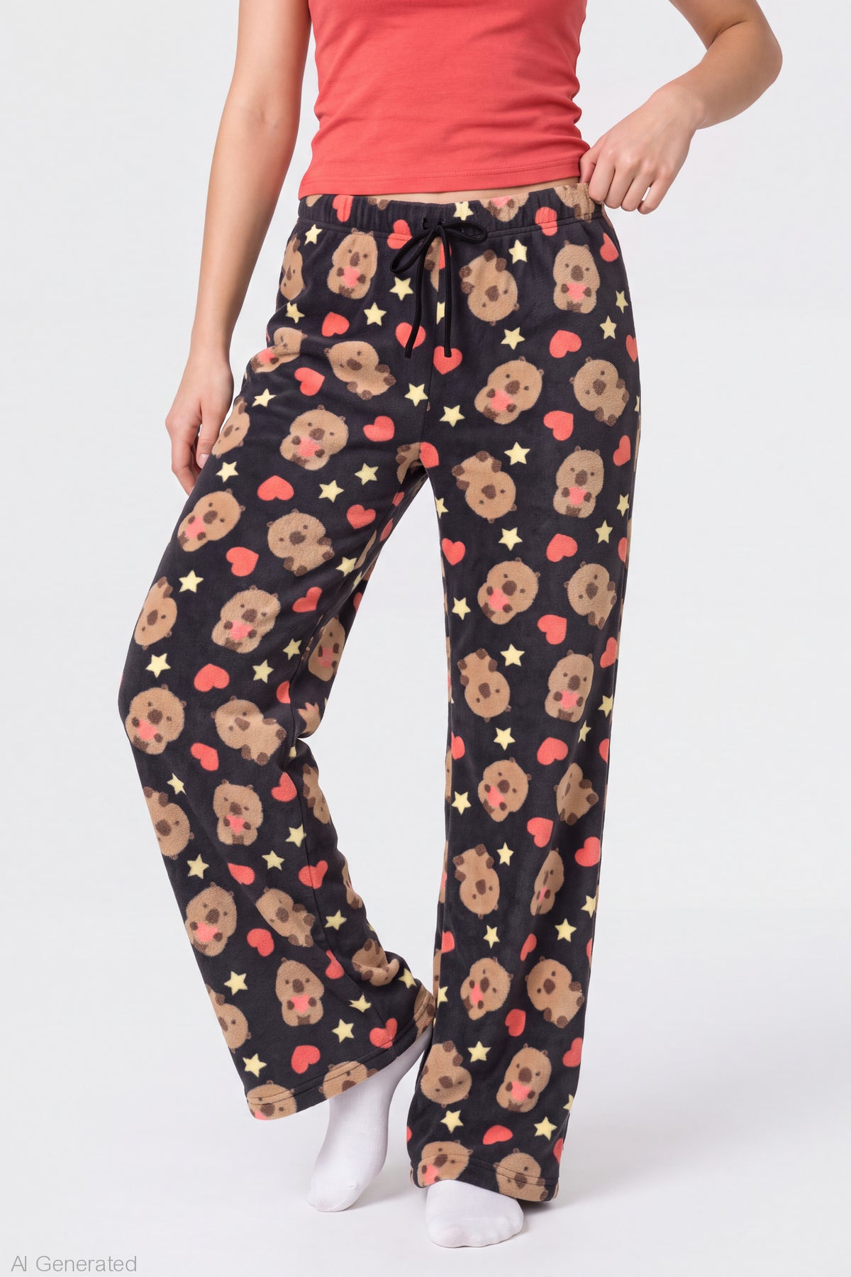 Alt View 3. Capybara Plush Pajama Pant - Black