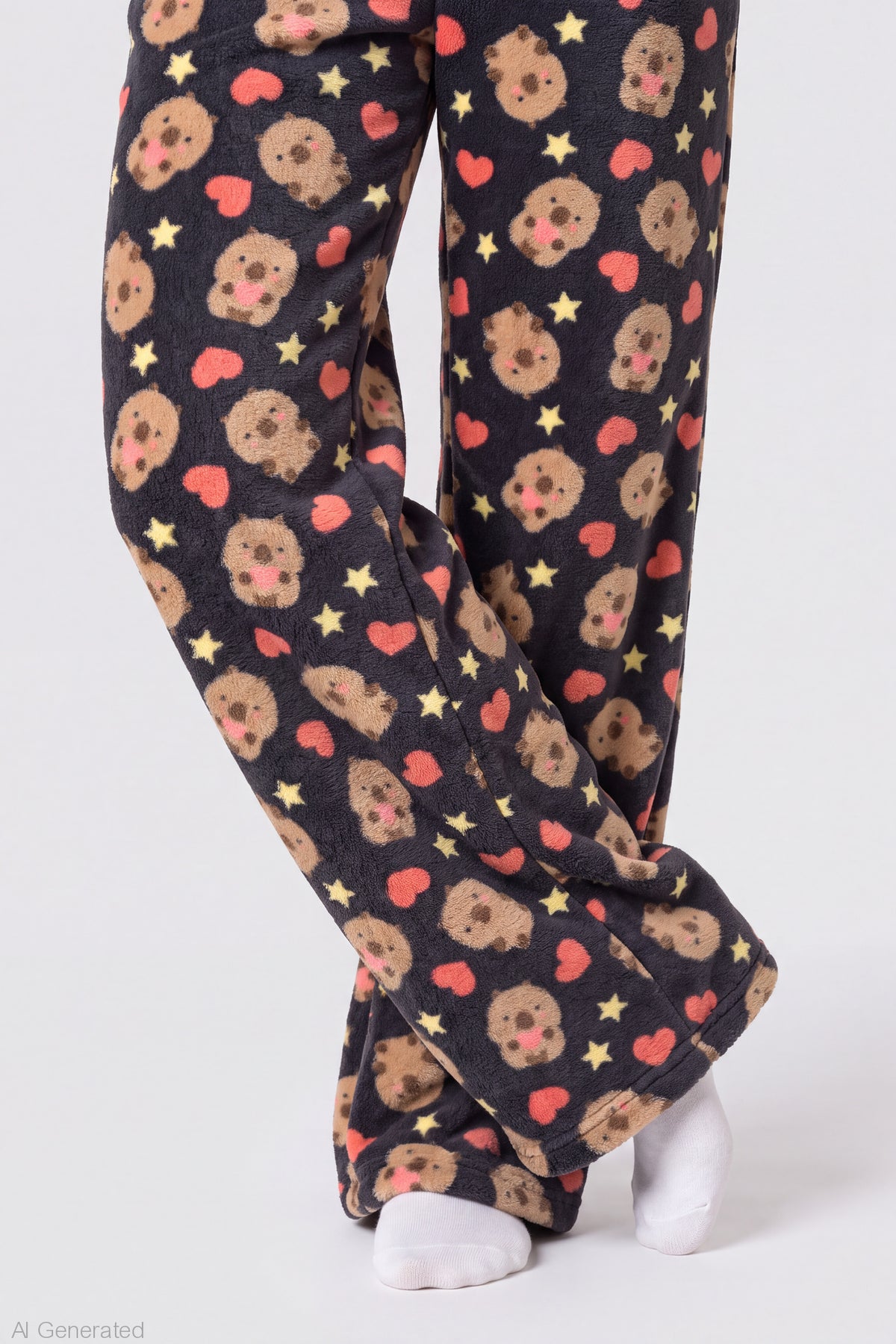 Alt View 4. Capybara Plush Pajama Pant - Black