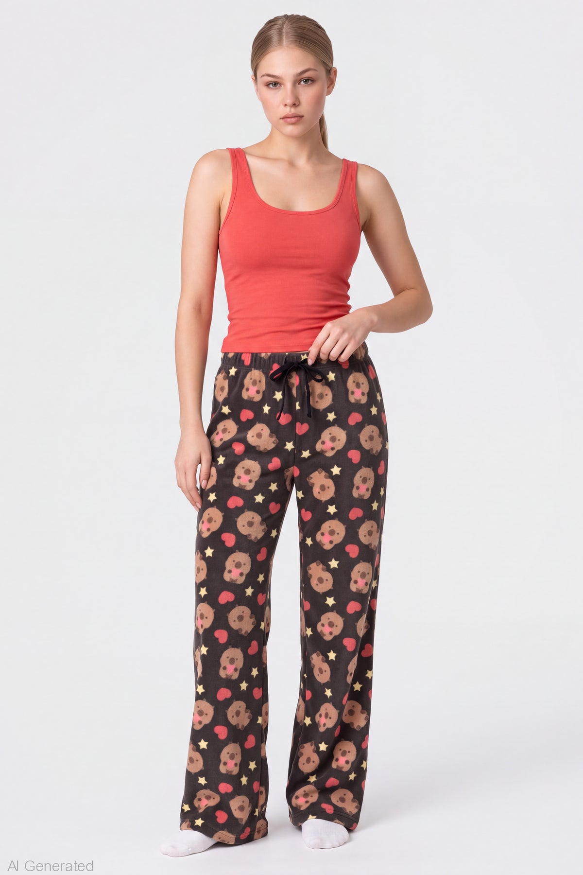 Capybara Plush Pajama Pant - Black