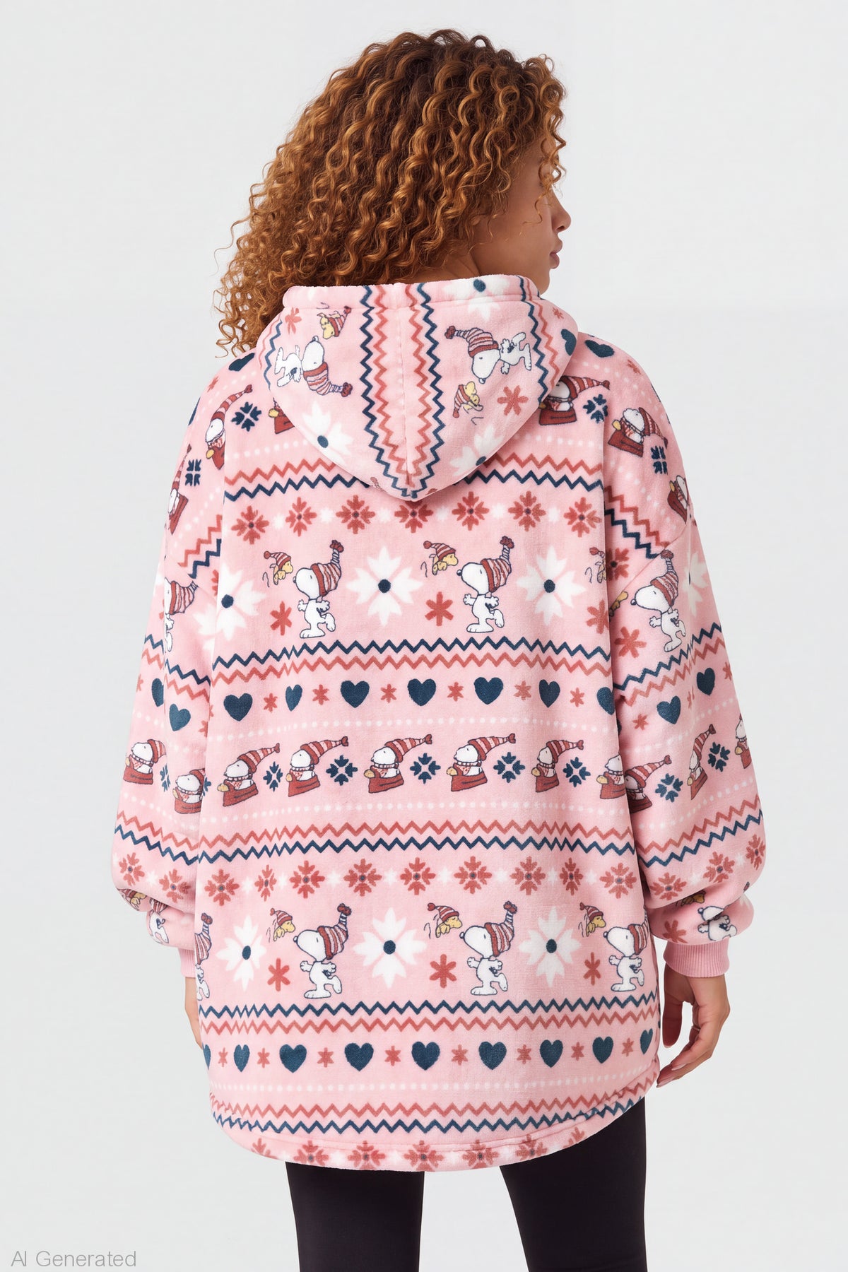 Alt View 2. Peanuts Snoopy Blanket Hoodie - Light Pink
