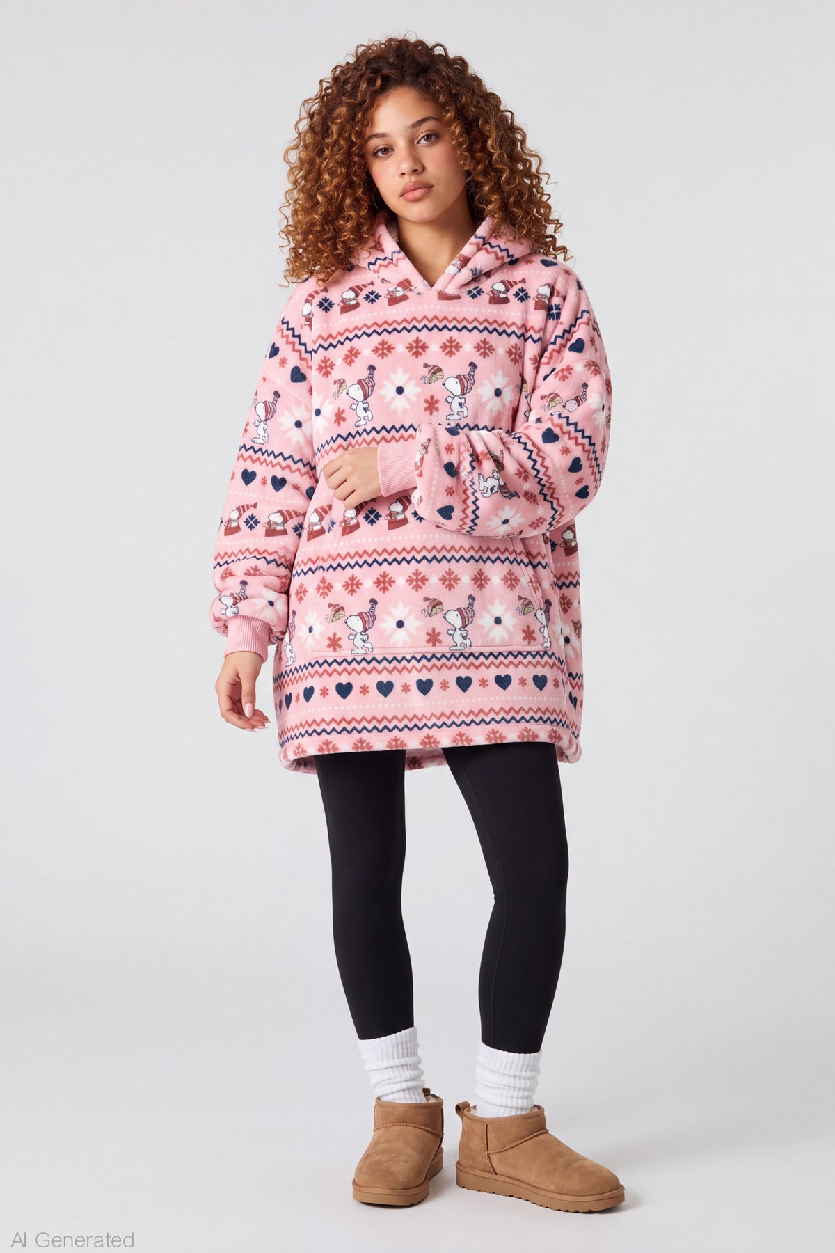 Alt View 3. Peanuts Snoopy Blanket Hoodie - Light Pink