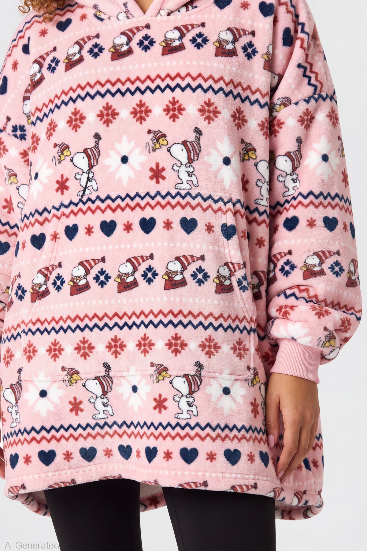 Alt View 4. Peanuts Snoopy Blanket Hoodie - Light Pink