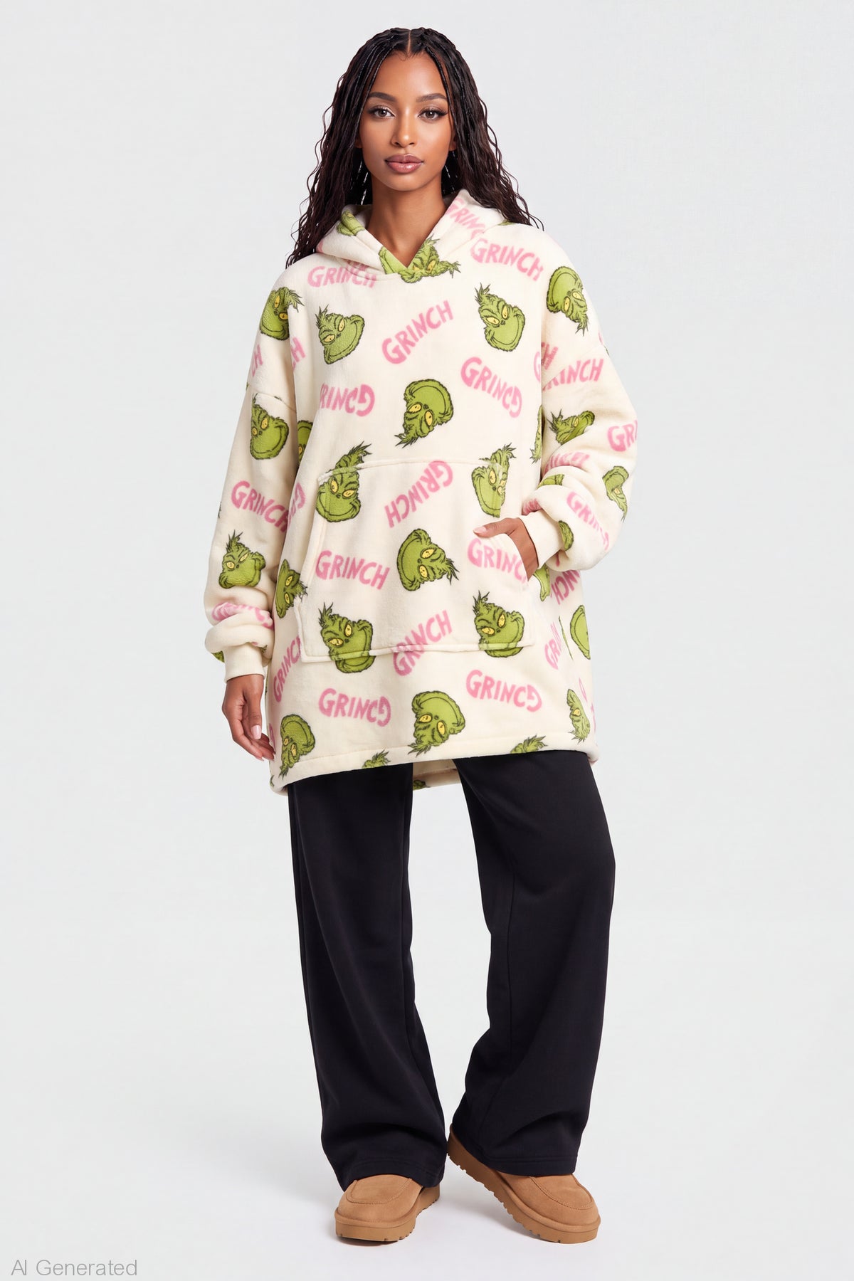 Alt View 3. The Grinch Blanket Hoodie - Cream
