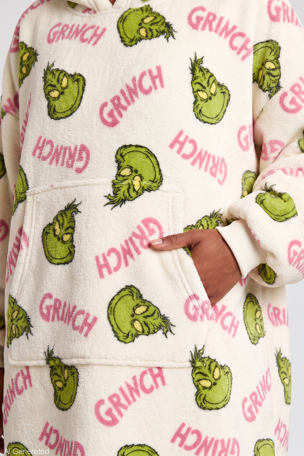 Alt View 4. The Grinch Blanket Hoodie - Cream