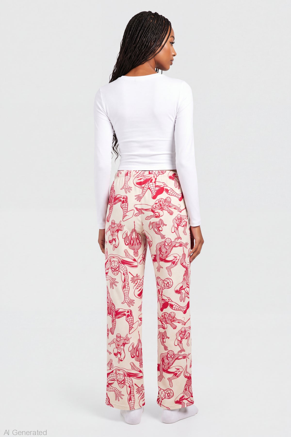Alt View 2. Spider-Man Plush Pajama Pant - Cream