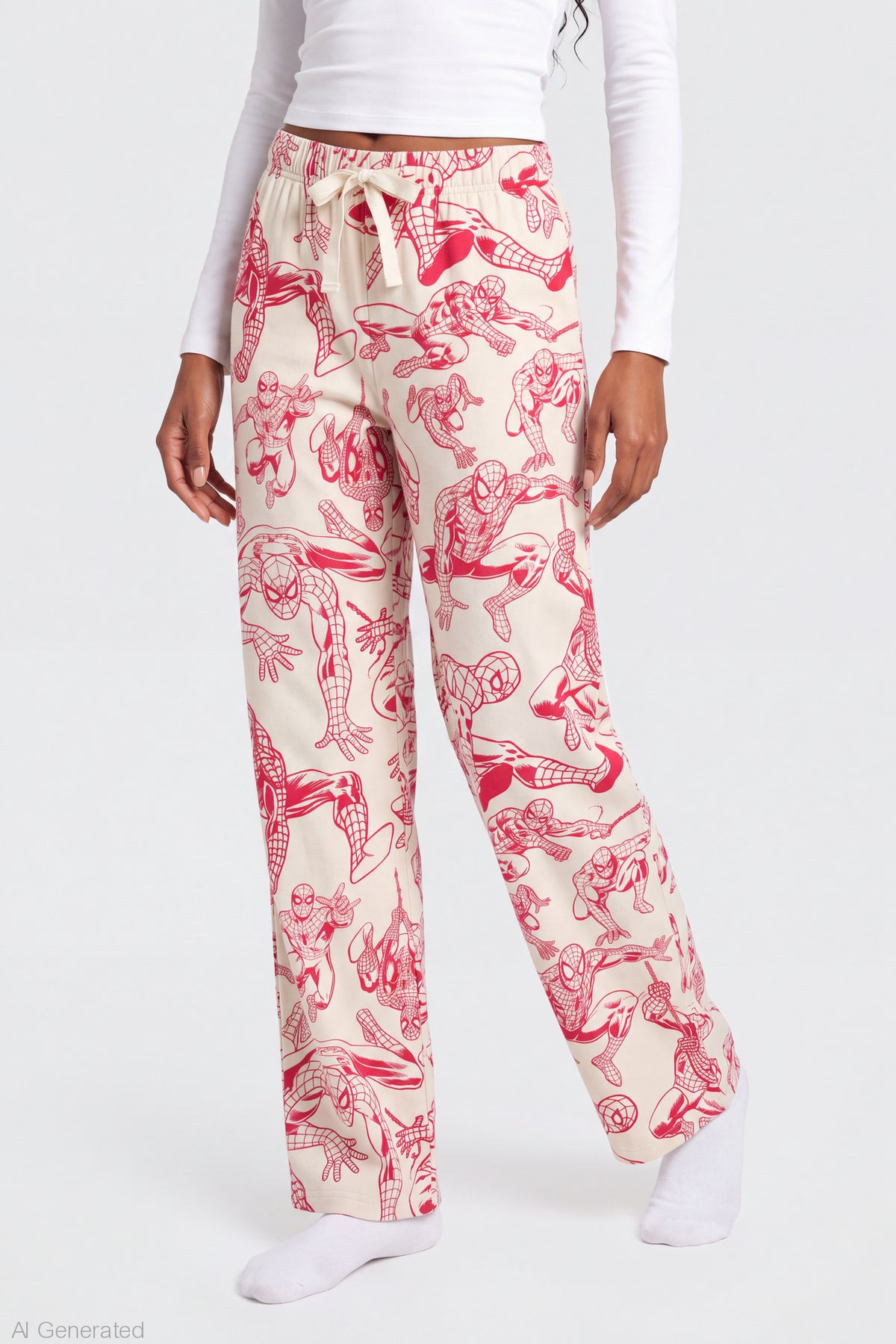 Alt View 3. Spider-Man Plush Pajama Pant - Cream