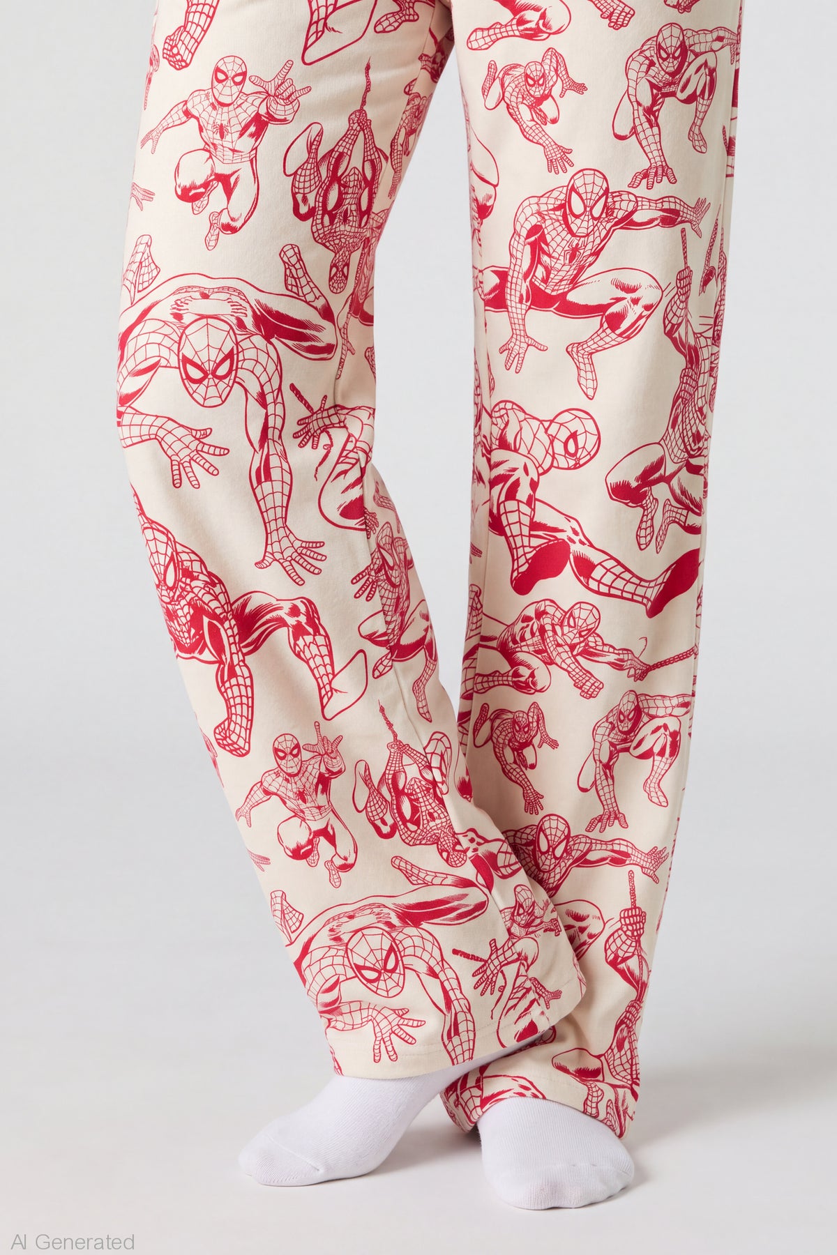 Alt View 4. Spider-Man Plush Pajama Pant - Cream