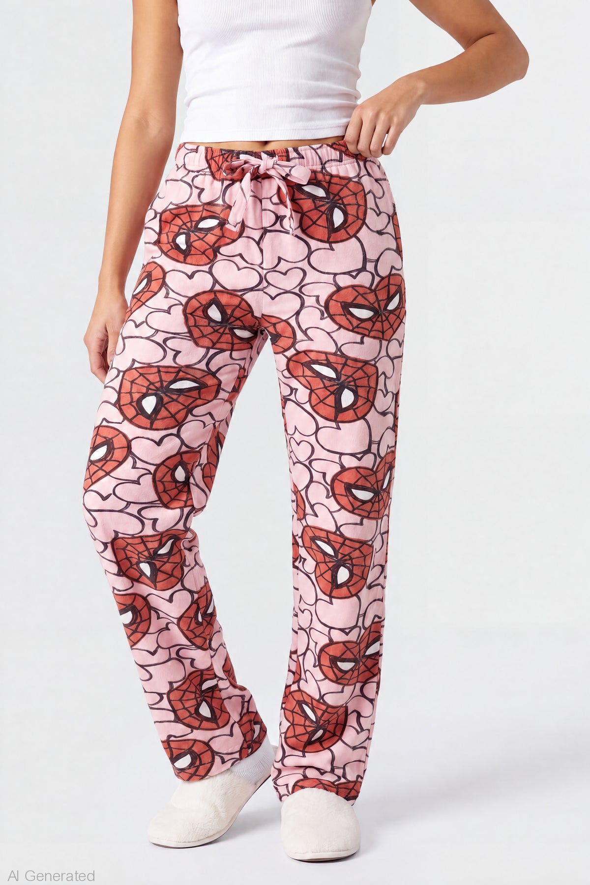 Alt View 3. Spider-Man Plush Pajama Pant - Light Pink