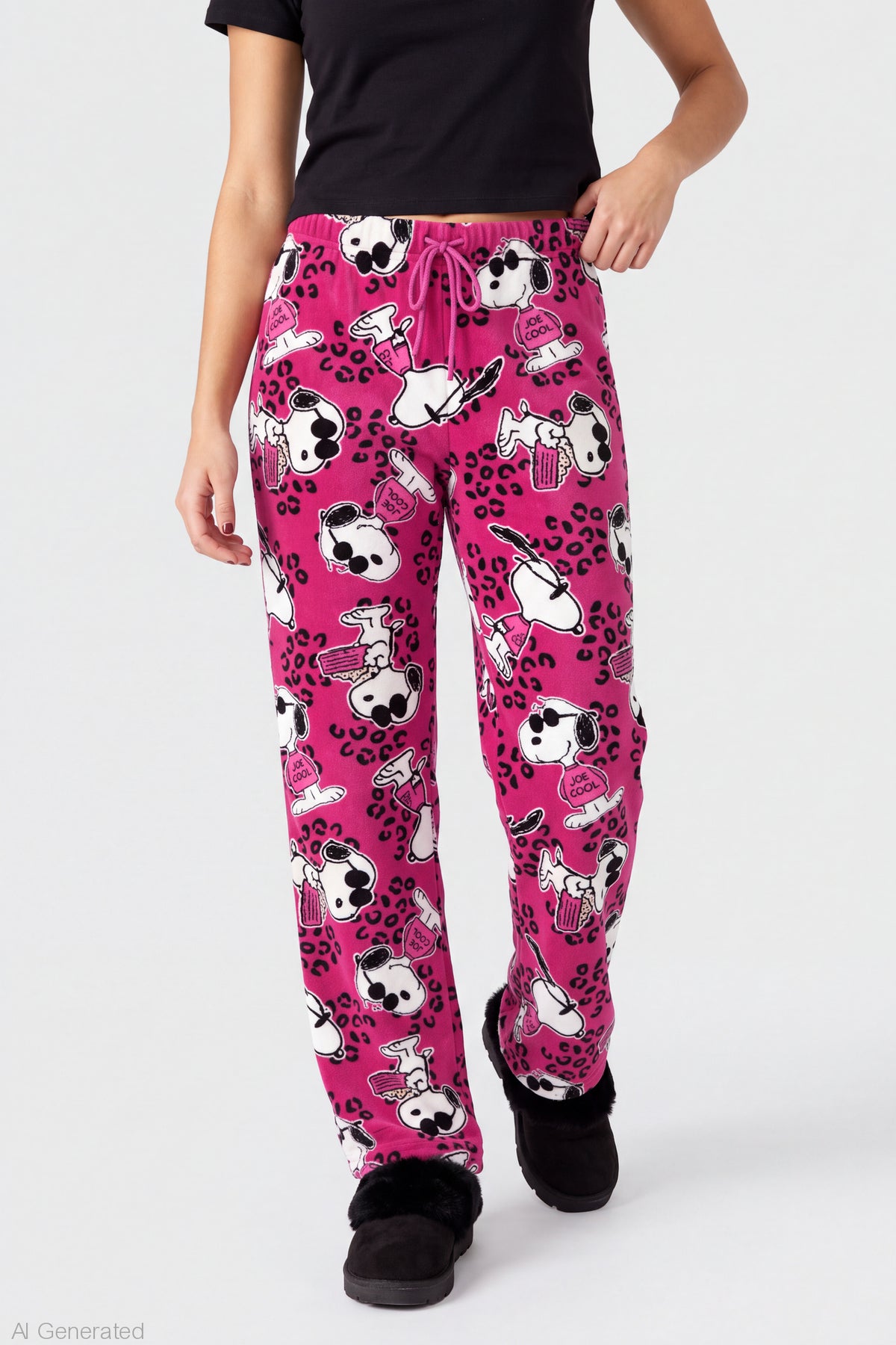 Alt View 3. Peanuts Snoopy Plush Pajama Pant - Pink