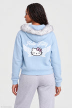 Hello Kitty Faux Fur Trim Zip Hoodie