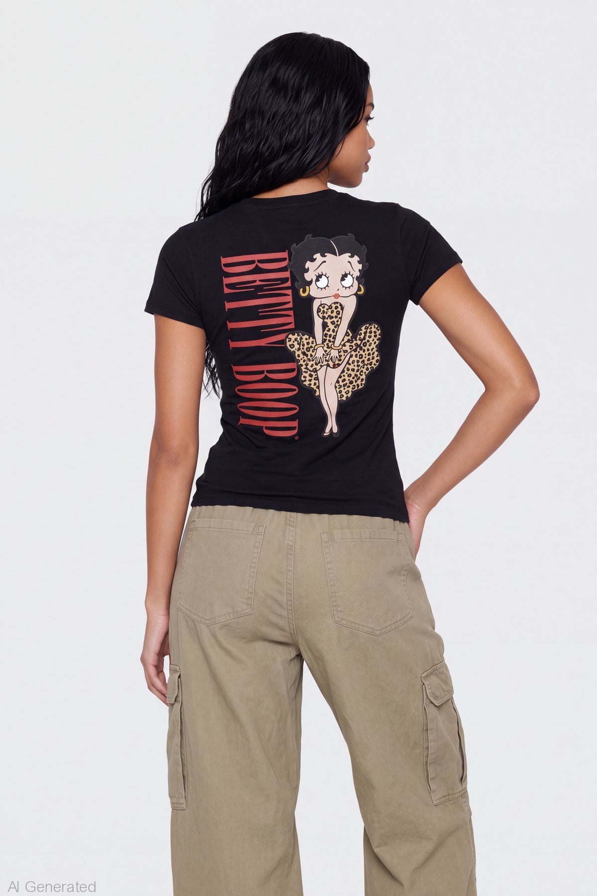Alt View 2. Betty Boop Graphic Baby Tee - Black