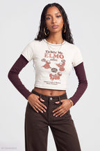 Elmo Graphic Layered Long Sleeve Top