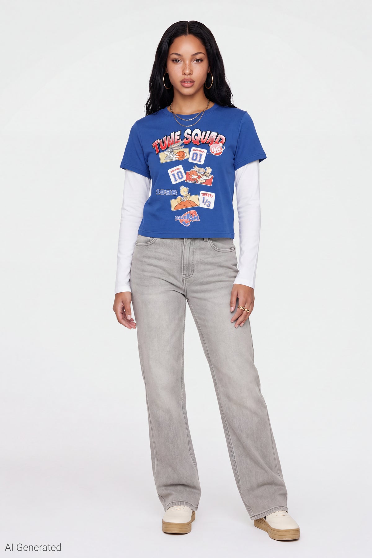 Alt View 3. Tune Squad Graphic Layered Long Sleeve Top - Blue