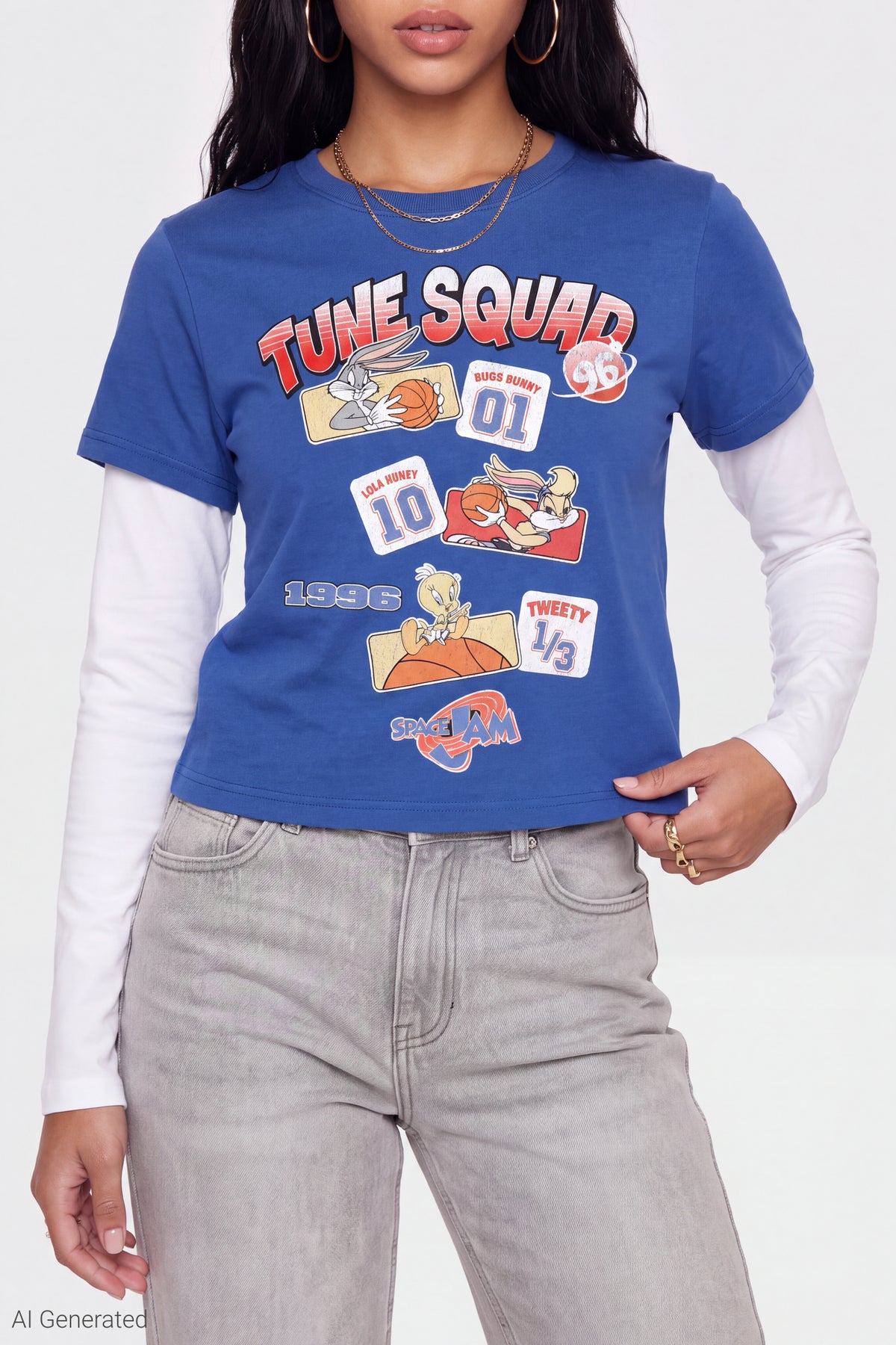 Alt View 4. Tune Squad Graphic Layered Long Sleeve Top - Blue