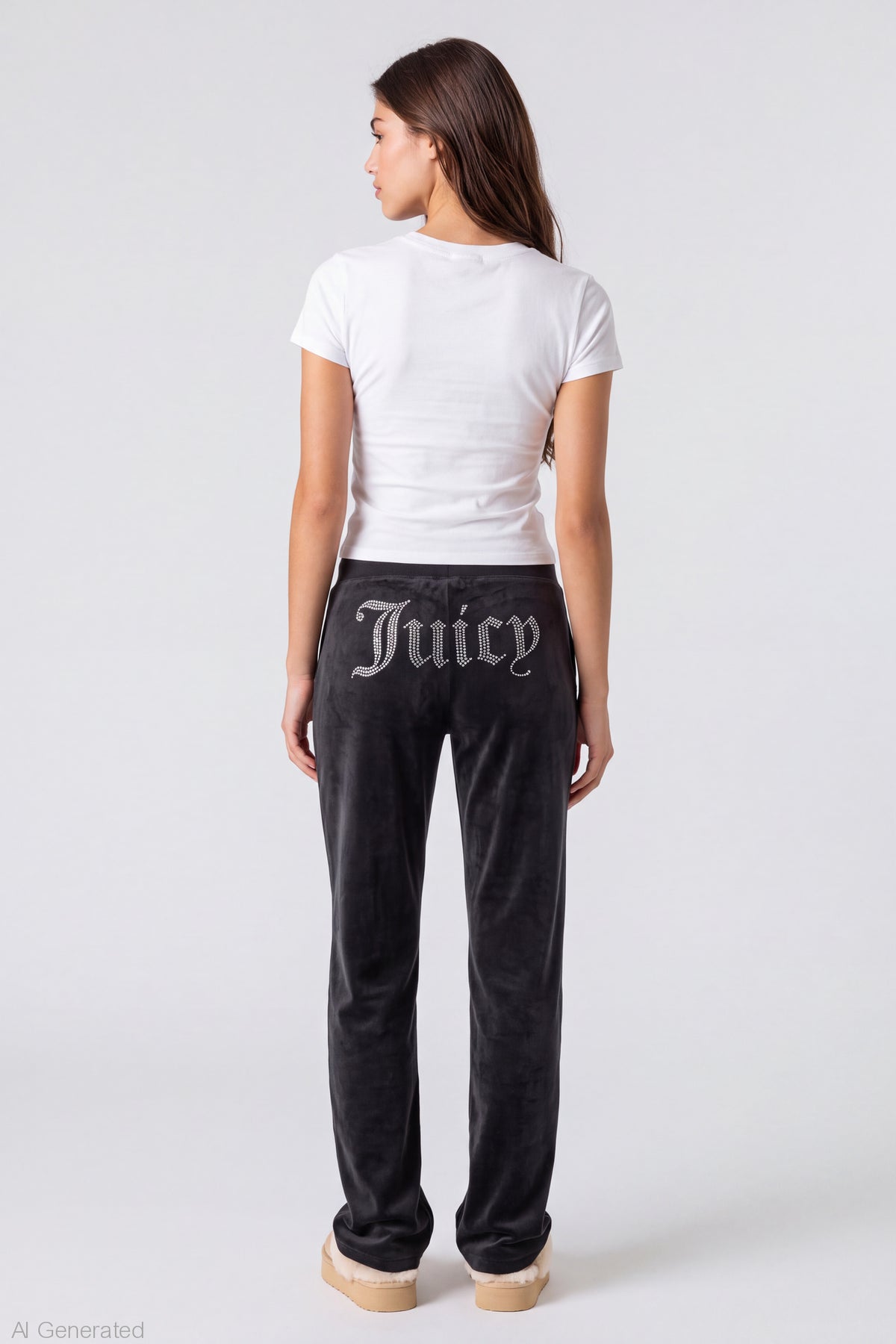 Juicy Couture Rhinestone Plush Pant - Black