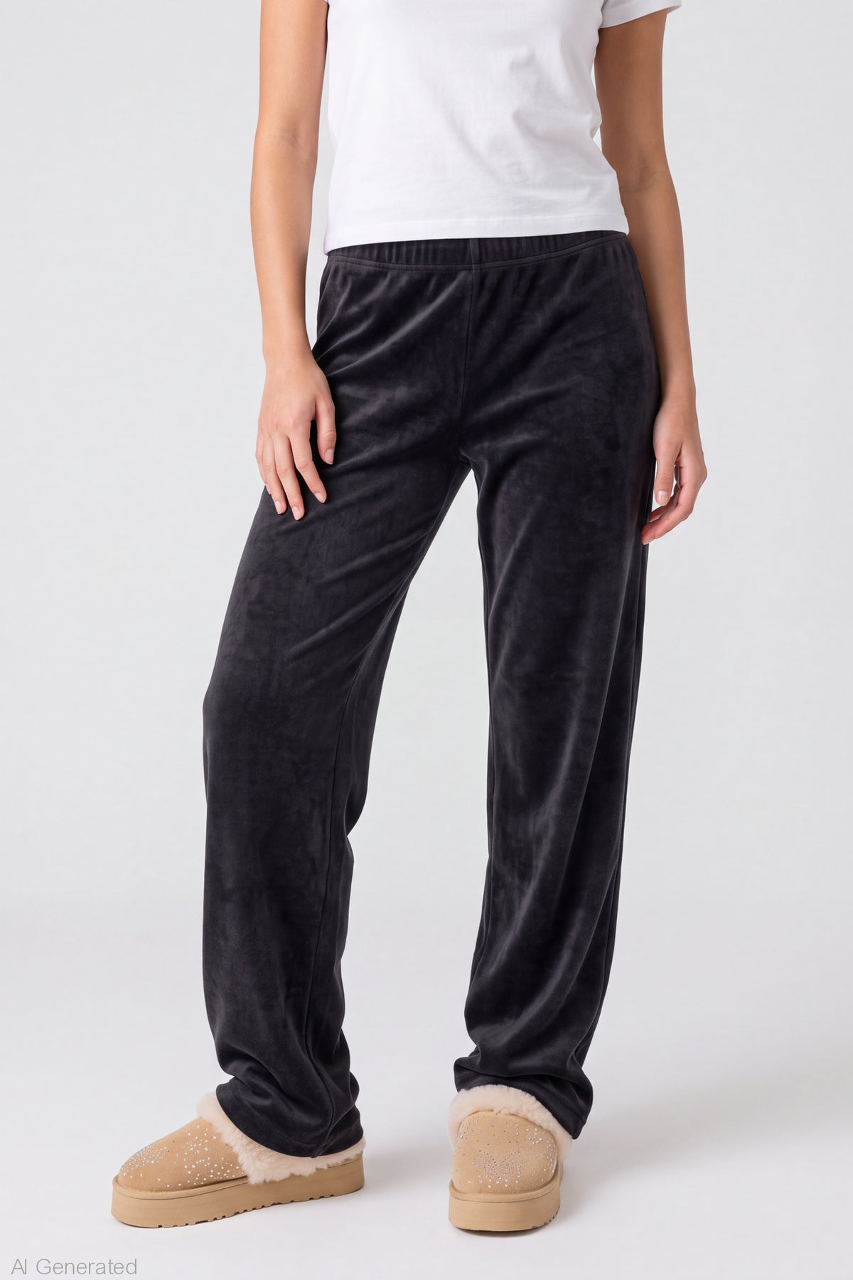 Alt View 3. Juicy Couture Rhinestone Plush Pant - Black