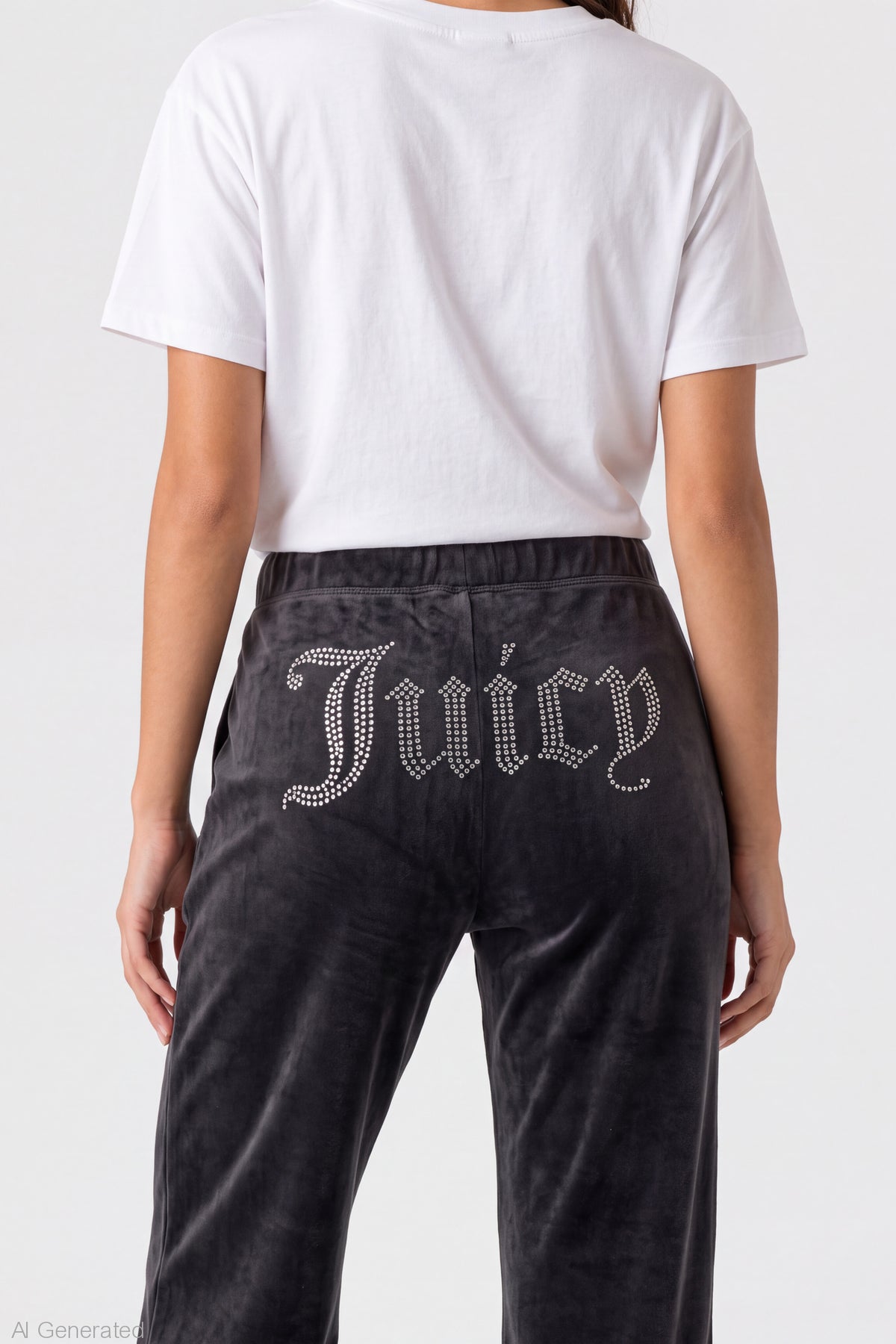 Alt View 4. Juicy Couture Rhinestone Plush Pant - Black