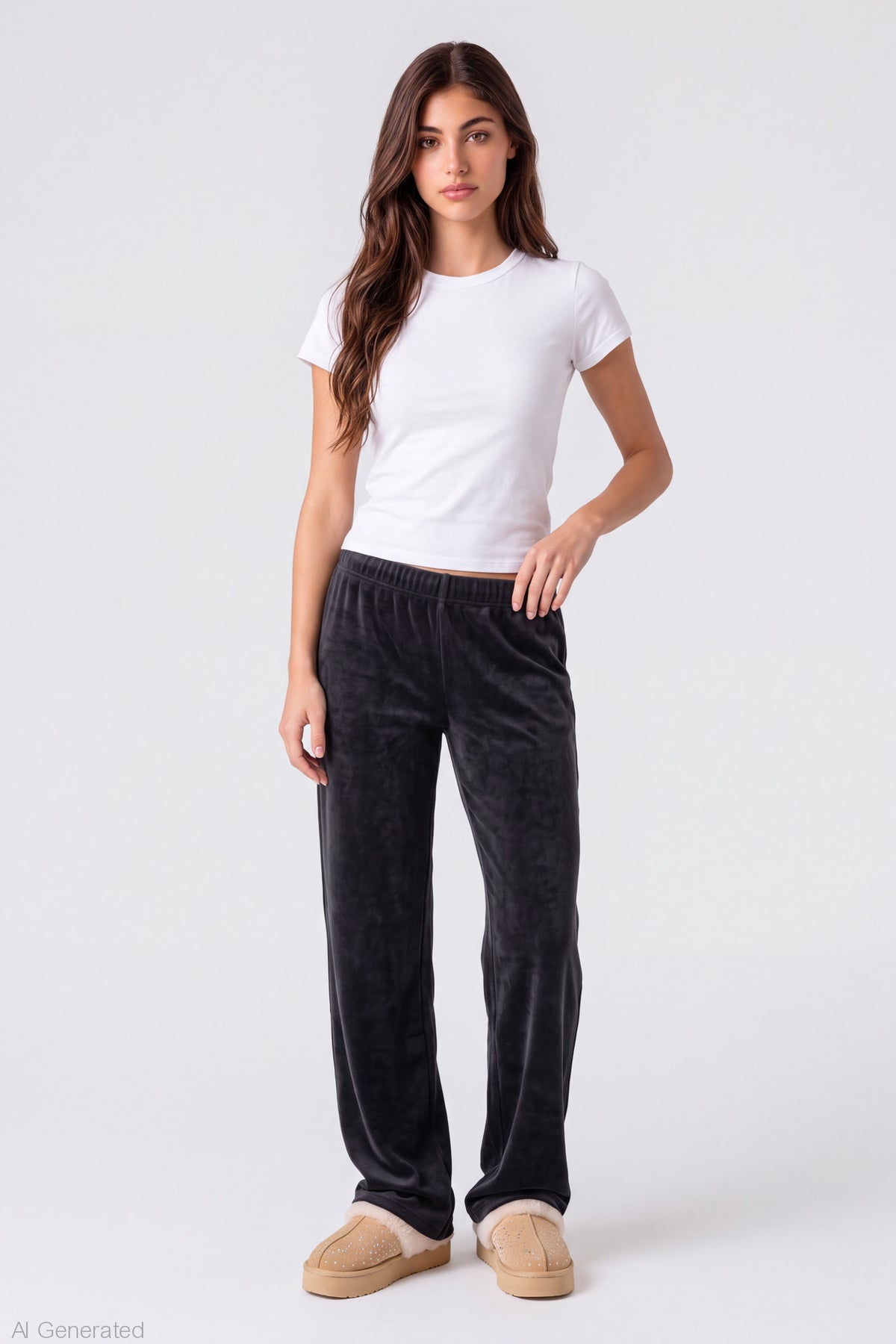 Alt View 2. Juicy Couture Rhinestone Plush Pant - Black