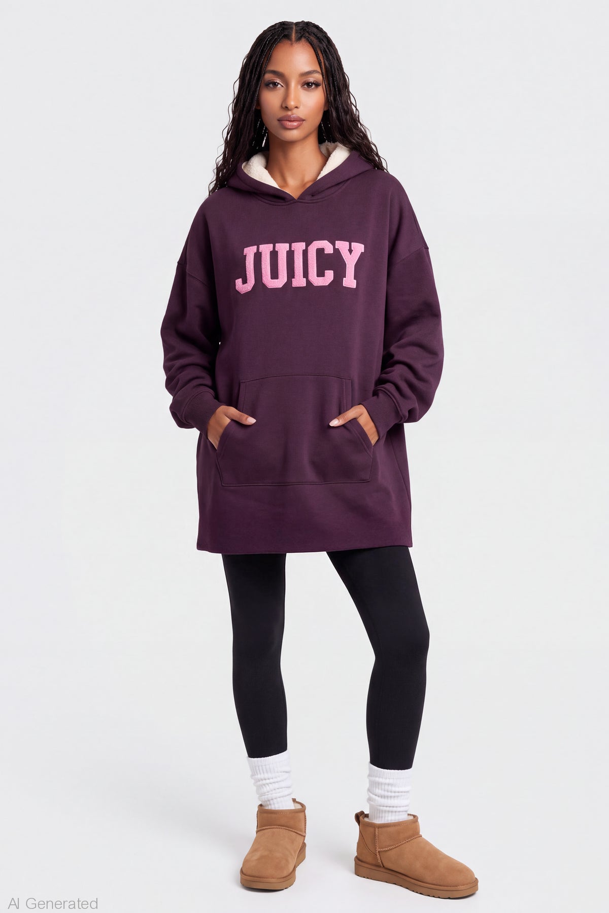 Alt View 3. Juicy Couture Sherpa Lined Blanket Hoodie - Plum