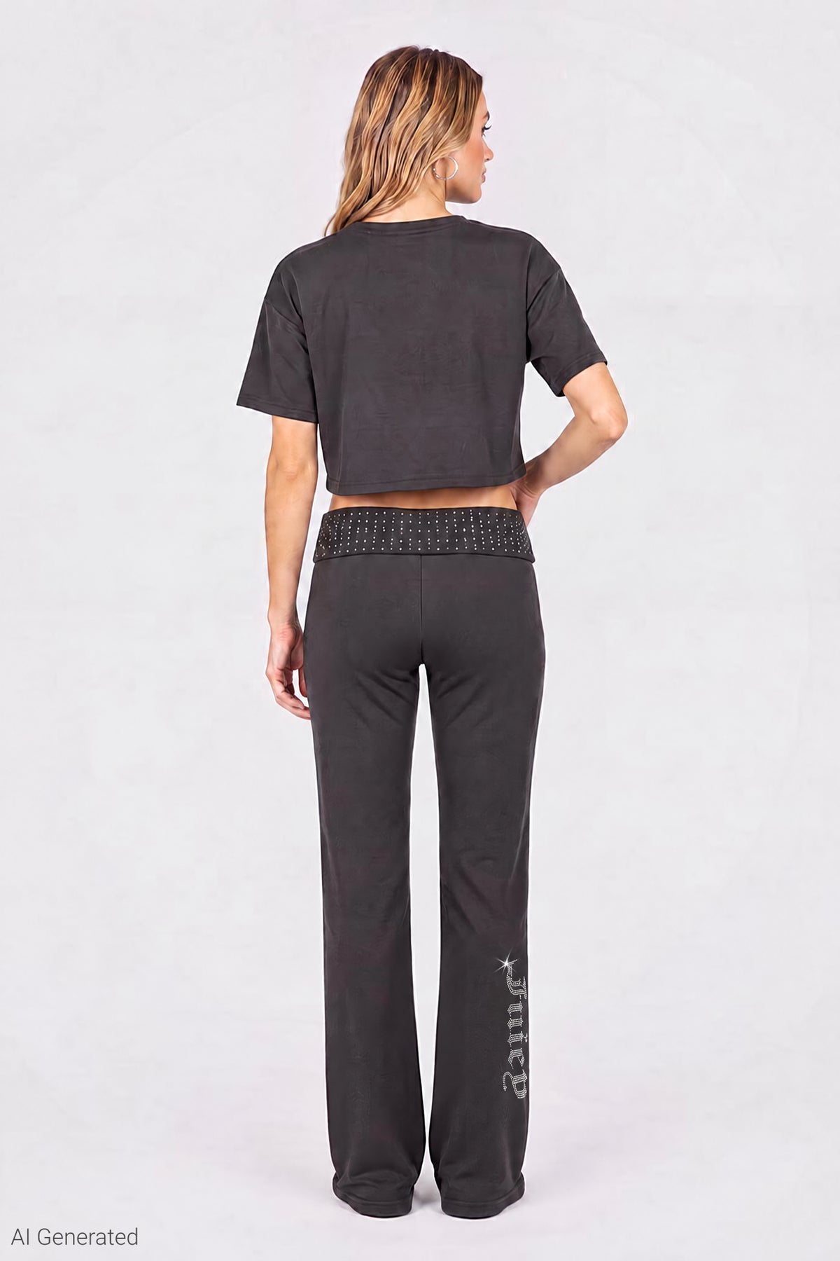 Alt View 2. Juicy Couture Rhinestone T-Shirt & Pant Set - Black
